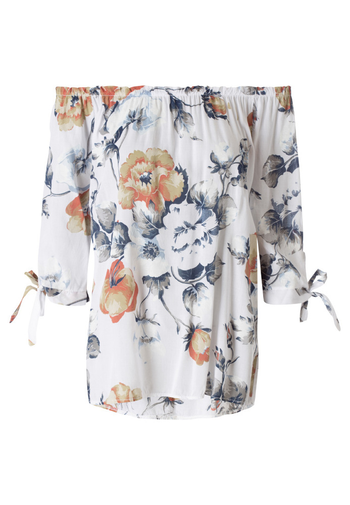 Off-Shoulder-Bluse mit All-Over-Print