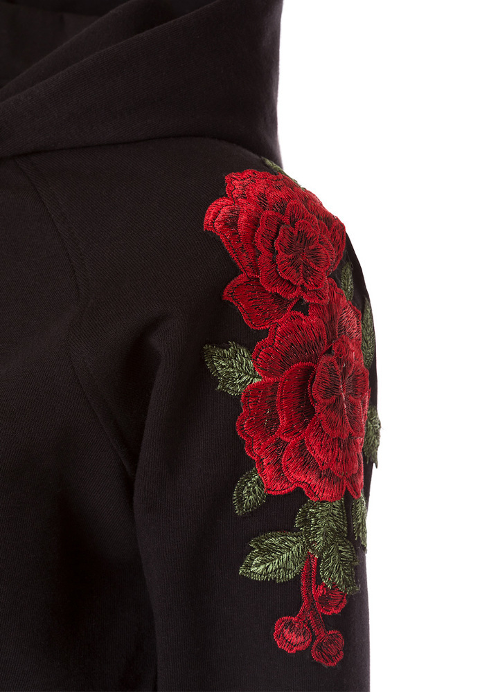 Kapuzenjacke mit Rosen-Stickerei