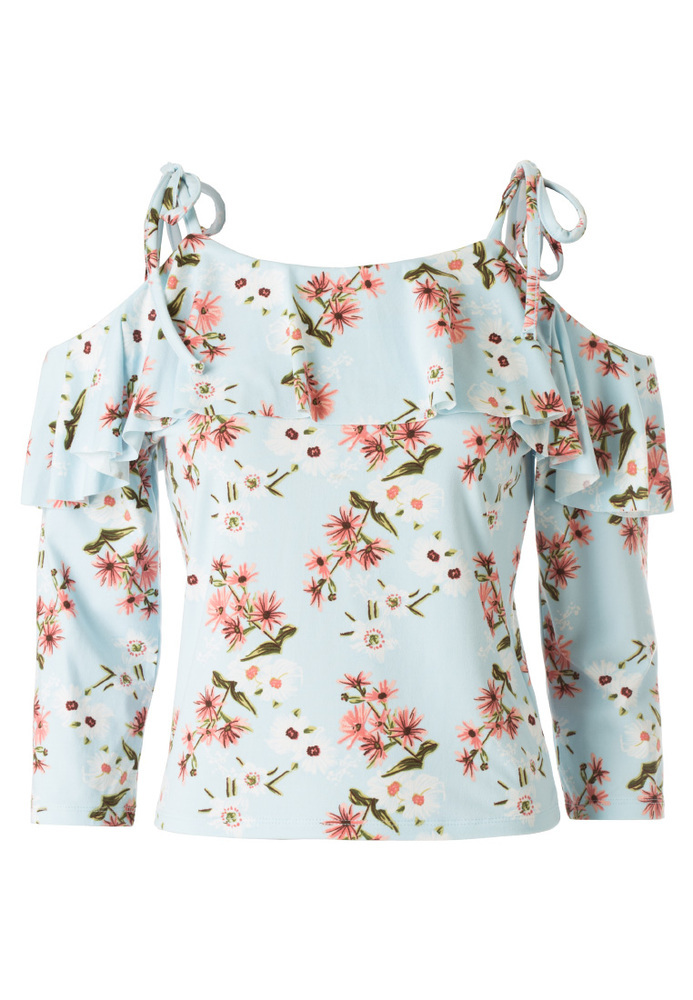 Cold-Shoulder-Shirt mit Blumen-Muster