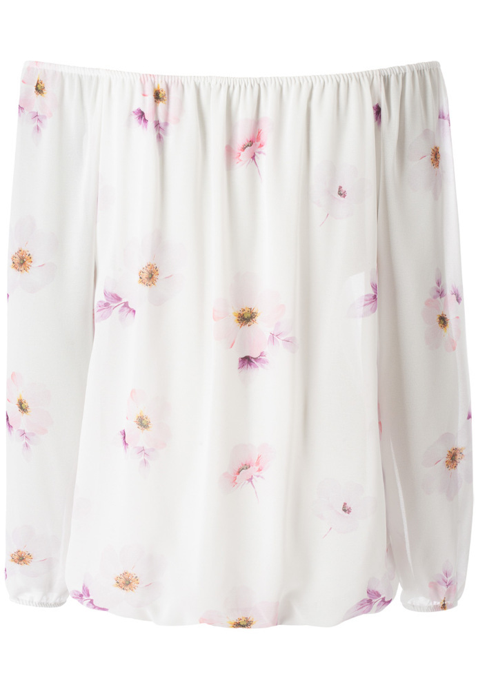 Off-Shoulder-Bluse mit All-Over Blumen-Print