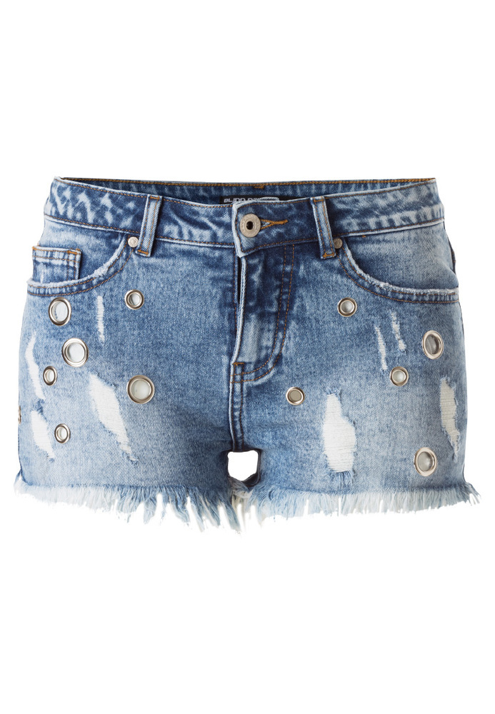 Jeans-Short mit Metall-Ösen