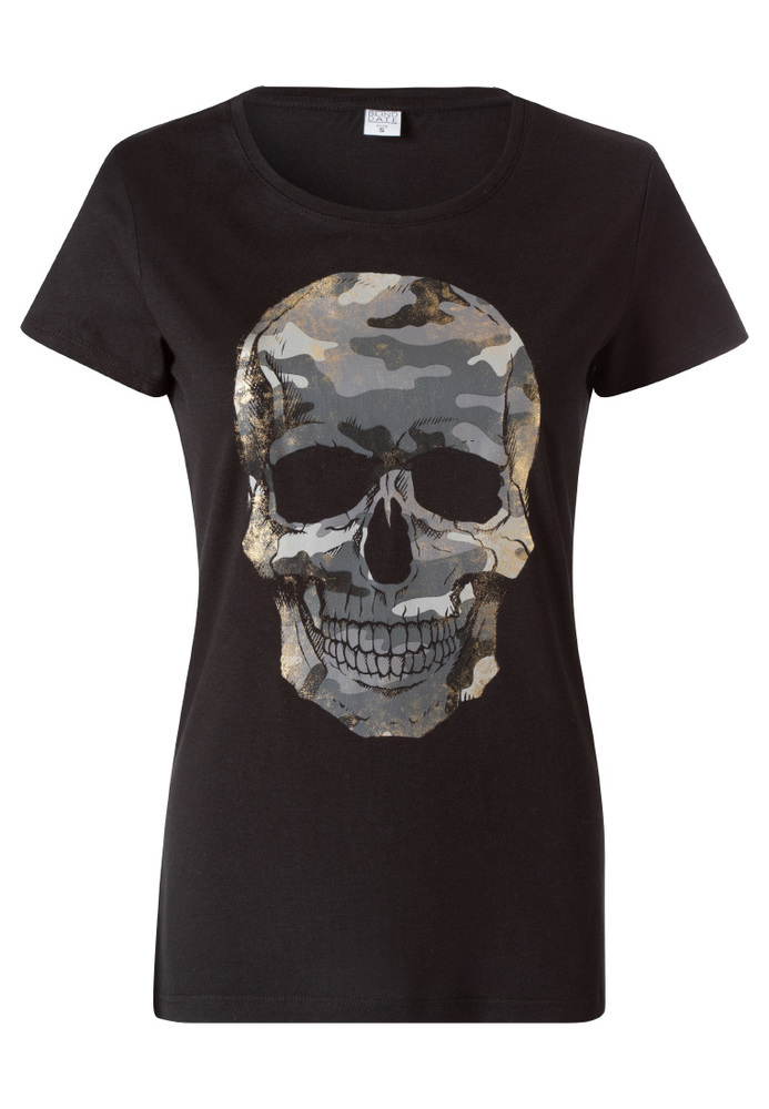 Basic-Shirt mit Totenkopf-Print