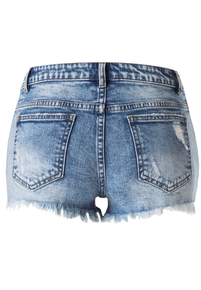 Jeans-Short mit Metall-Ösen