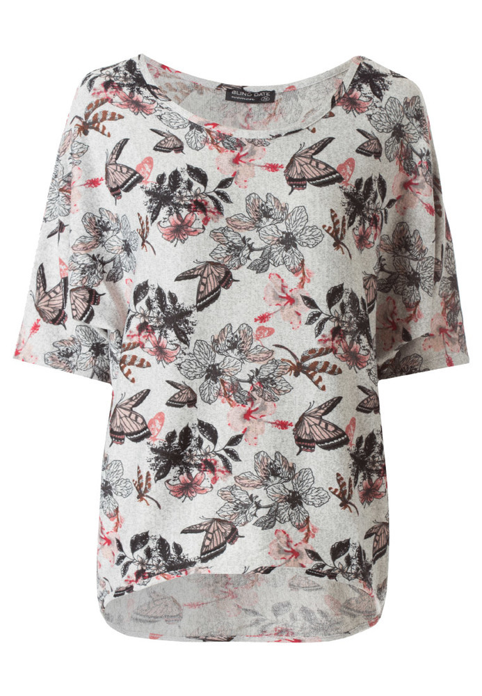 Fledermausshirt mit All-Over Schmetterling-Print