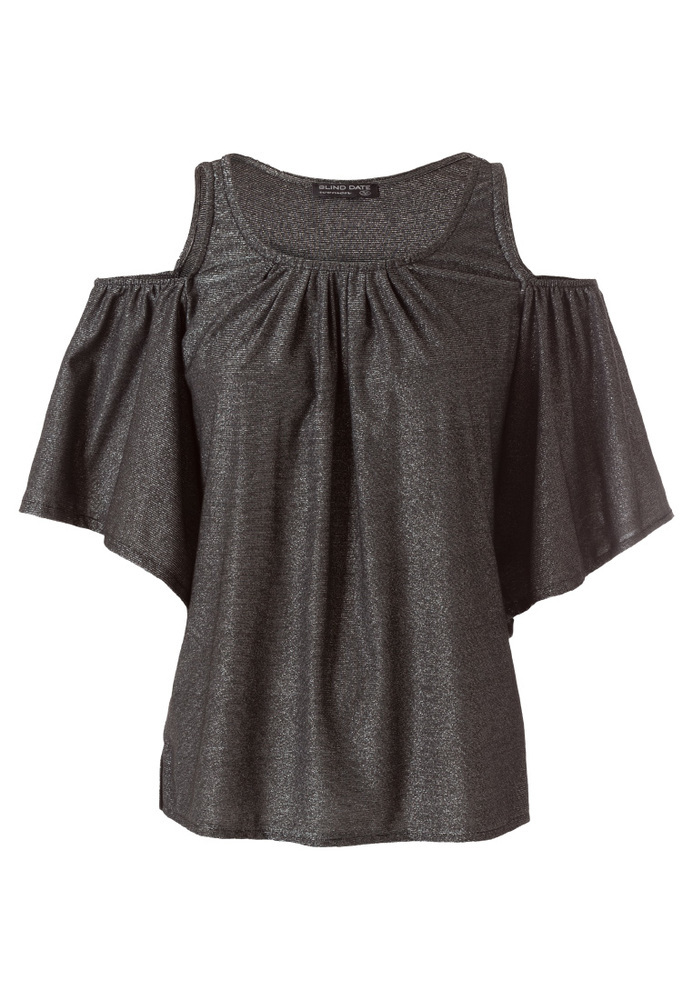 Cold-Shoulder-Shirt mit Metallic-Effekt