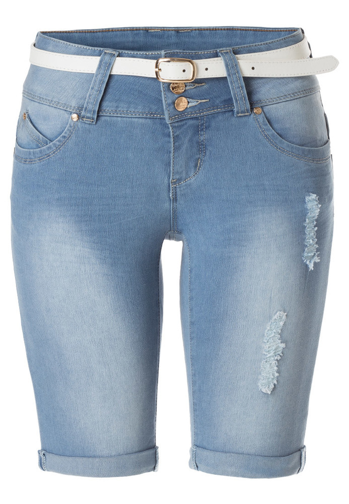 Bermuda Jeans mit Gürtel