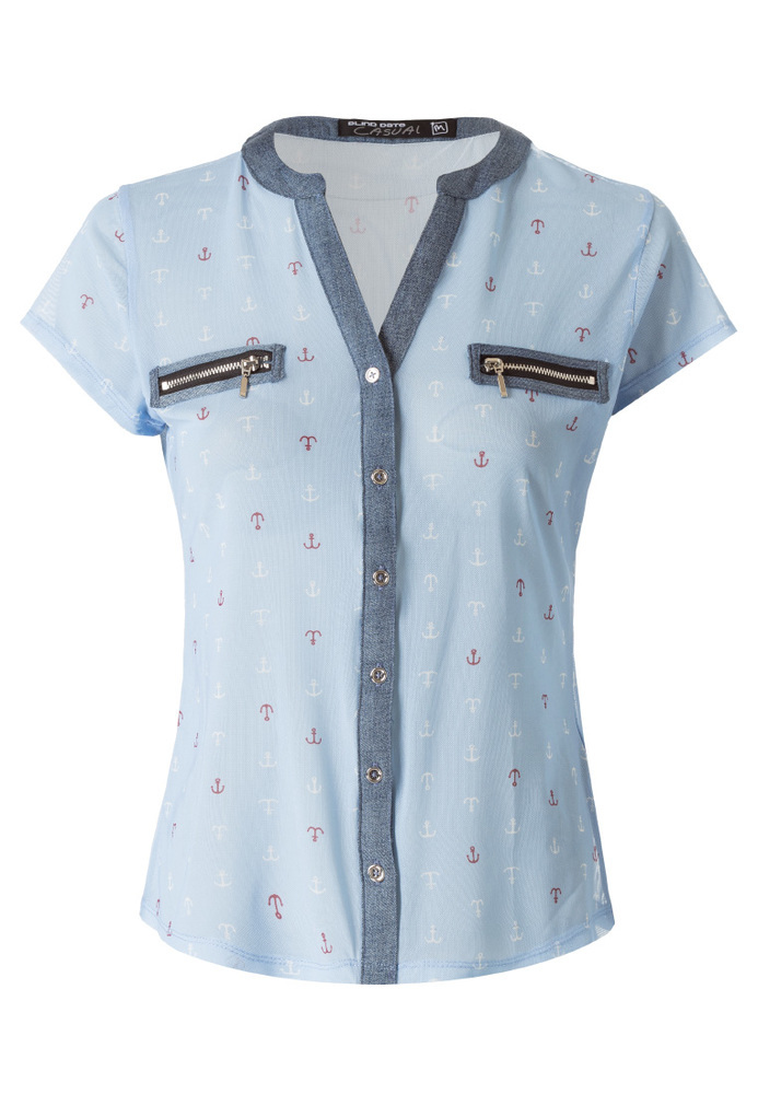 Bluse mit All-Over Anker-Muster