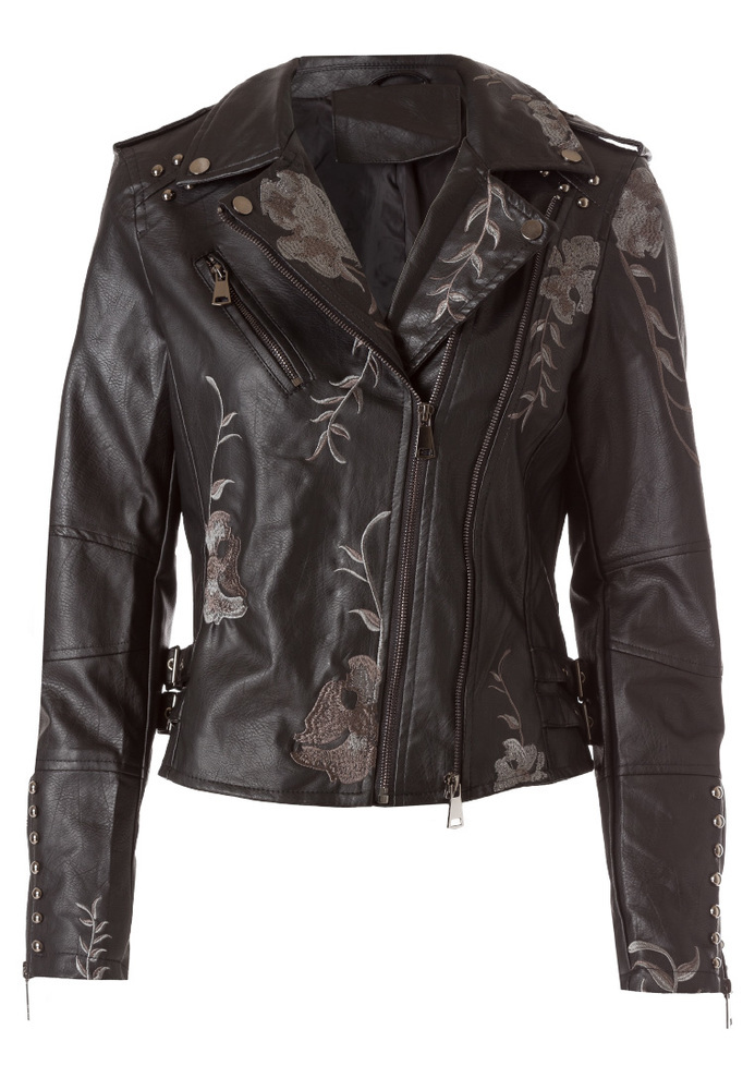 Bikerjacke mit Stickereien