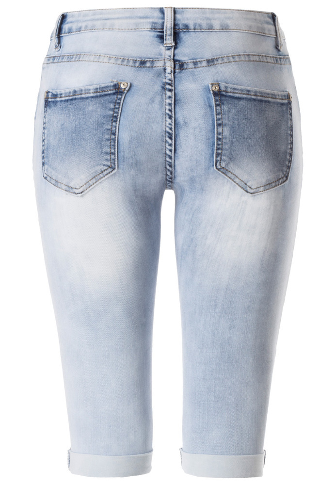 Bermuda Jeans mit Stickerei