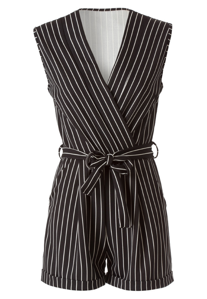 Jumpsuit mit All-Over Streifen-Muster