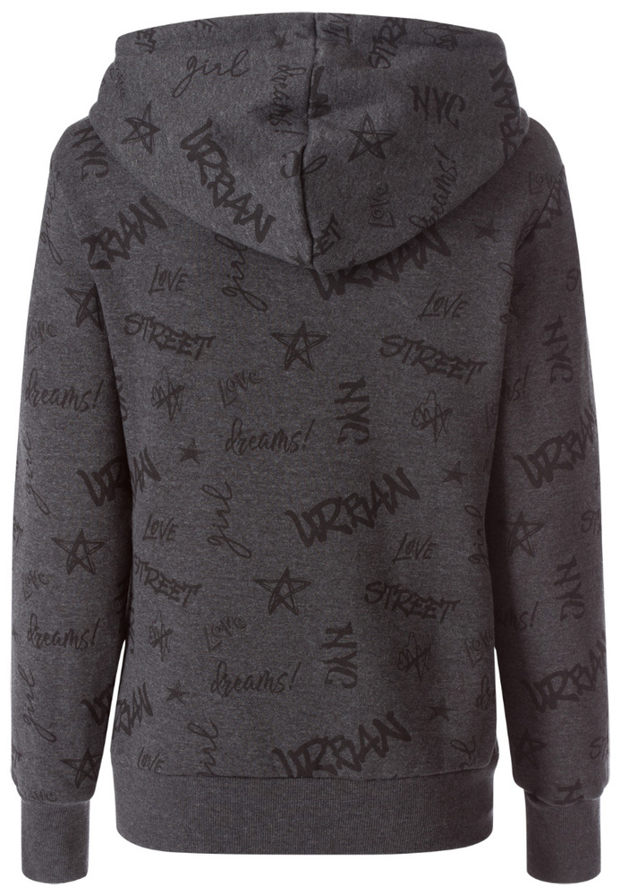 Hoodie mit All-Over Schriftzug-Print