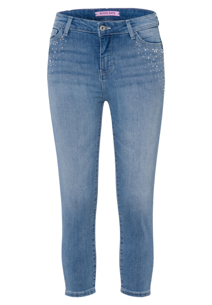 Jeans-Capri-Hose mit Strass