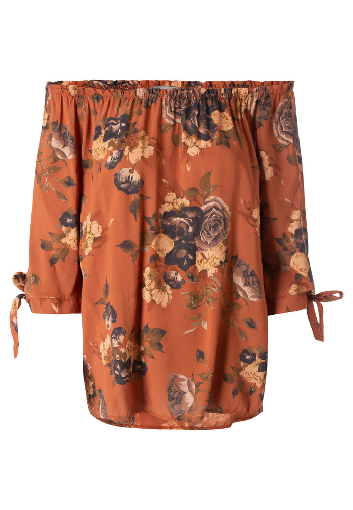 Off-Shoulder-Bluse mit All-Over-Print