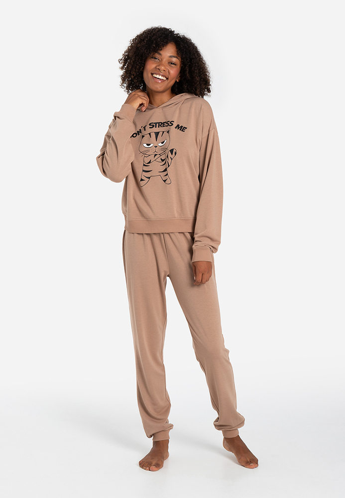 Pyjama-Hoodie mit Front-Print