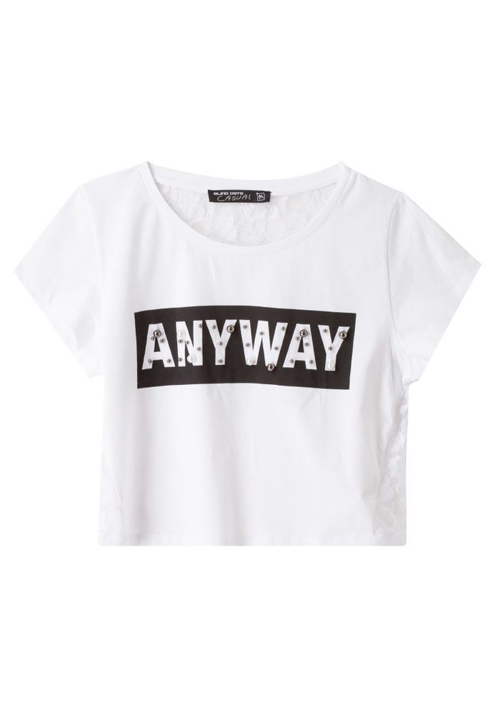 Crop-Shirt mit Schriftzug-Print