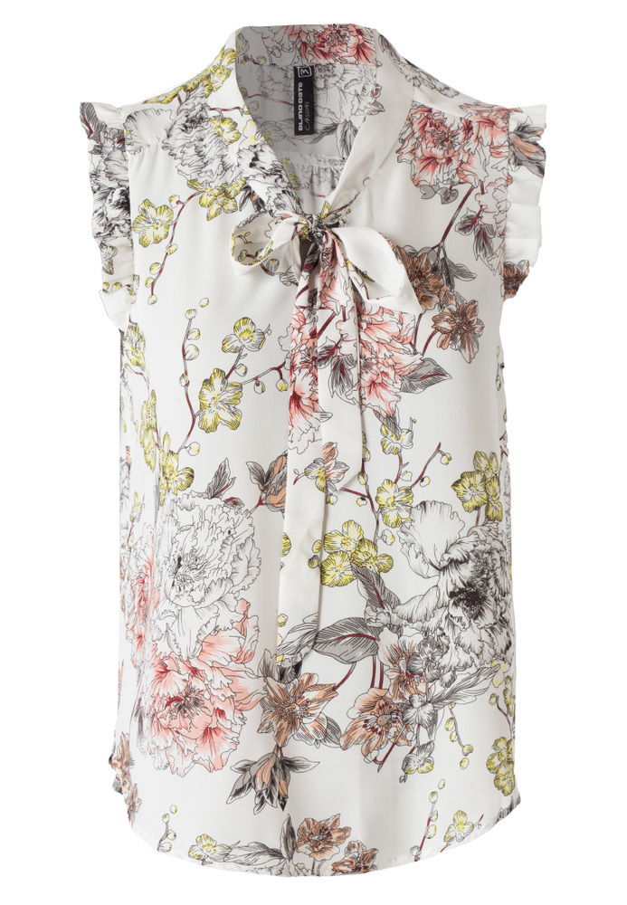 Schluppenbluse mit All-Over Blumen-Print